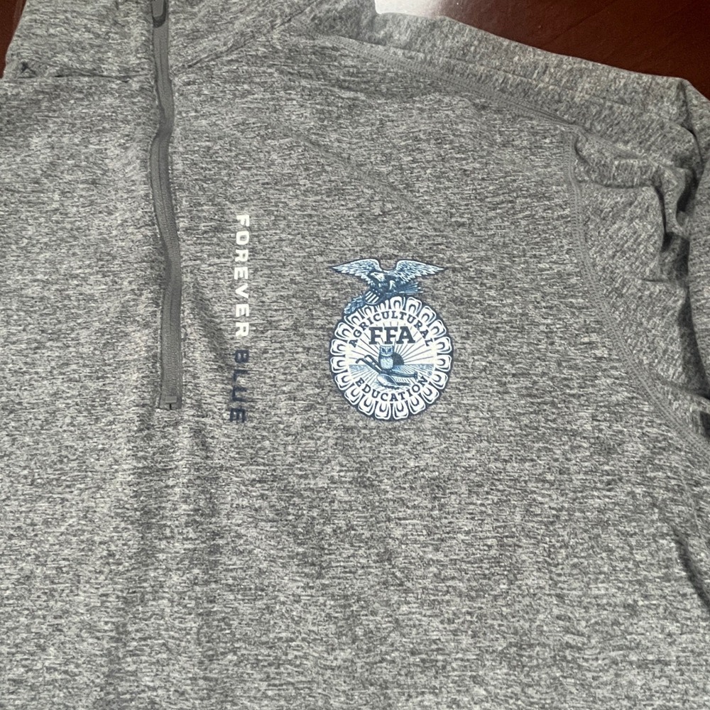 Camp David FFA Forever Blue Quarter Zip Pullover Gray Mens Large EUC